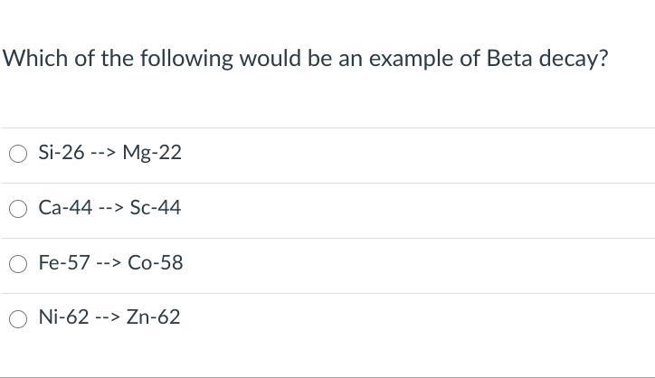 Which of the following would be an example of Beta decay?-example-1