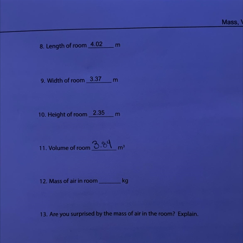 What is the mass of air in room-example-1