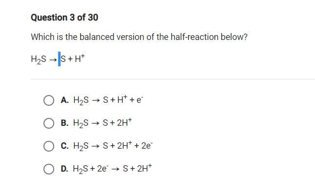 Which is the balanced version of the half-reaction below?-example-1