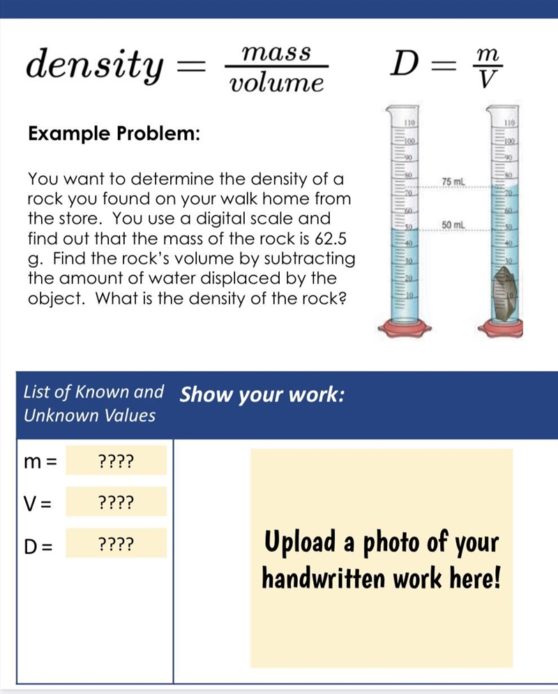 Help calculate the density and please type it like this and explain how you got the-example-1