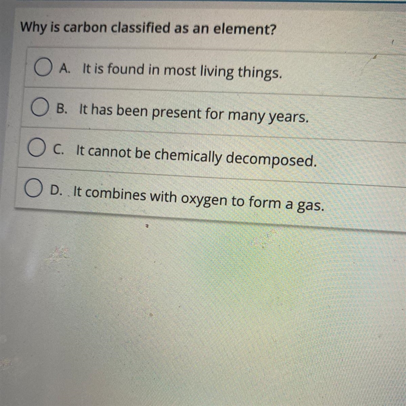 Why is carbon classified as an element-example-1