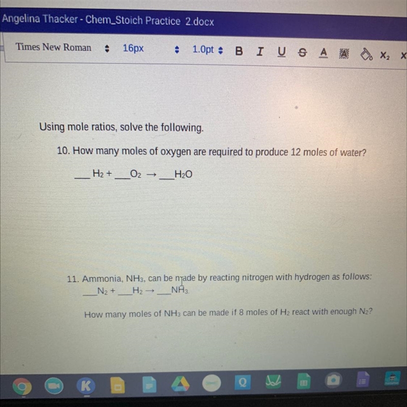 How many moles of oxygen are required to produce 12 moles of water?-example-1