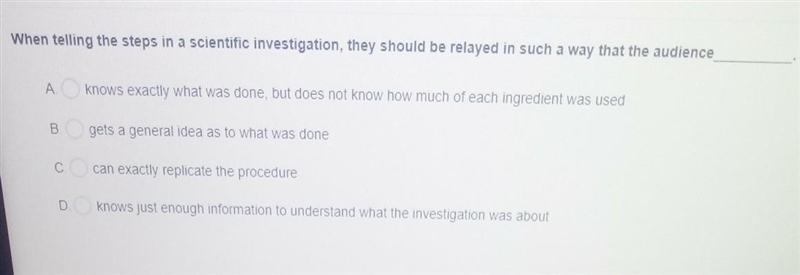 when telling the steps in a scientific investigation, they should be relayed in such-example-1