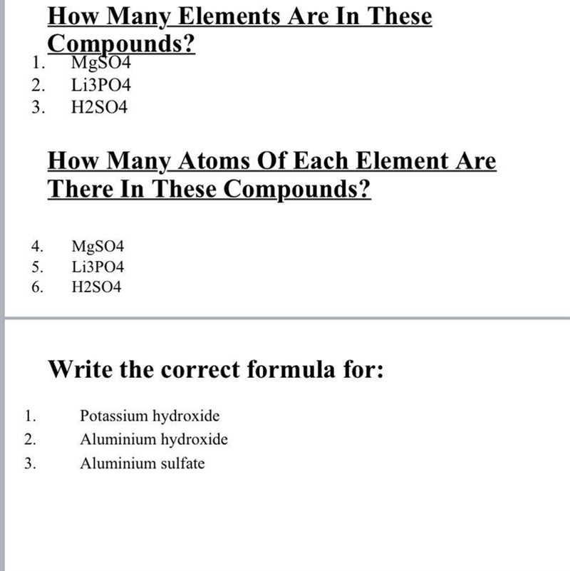 Chemistry homework about elements and compounds.-example-1