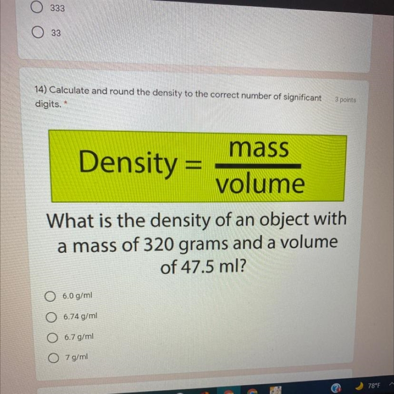 3 points 14) Calculate and round the density to the correct number of significant-example-1