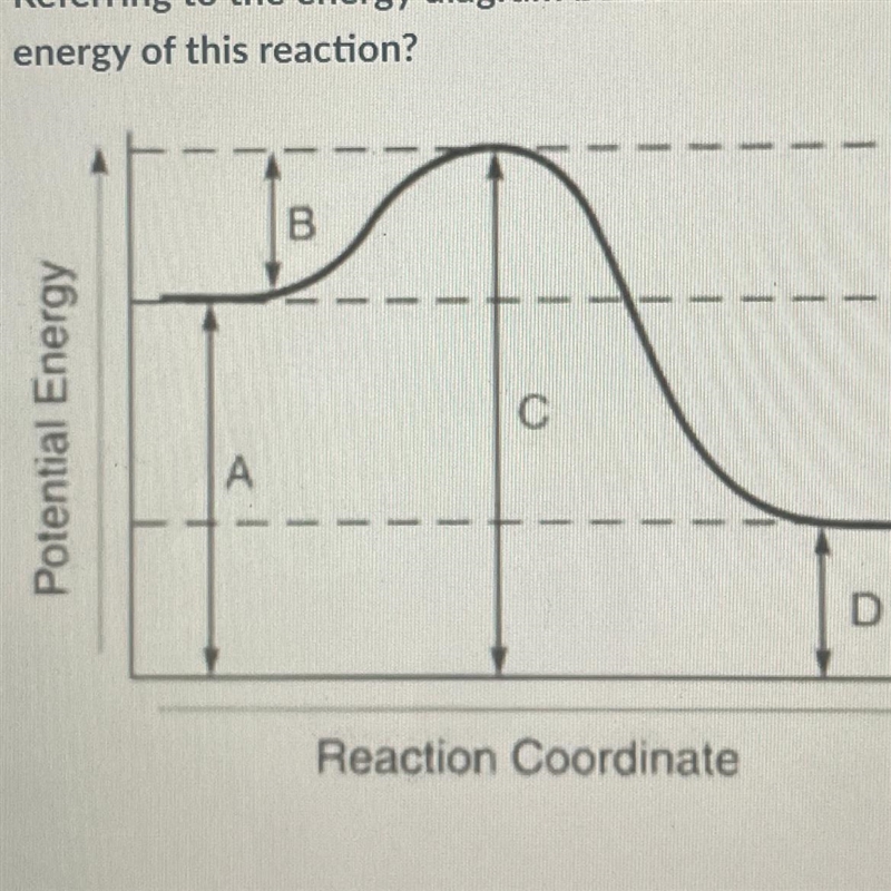 PLEASE HELP Referring to the energy diagram below which arrow segment represents the-example-1