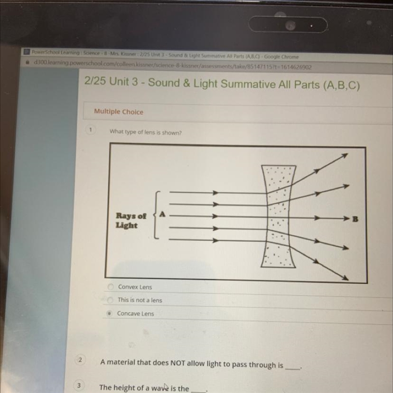 What type of lens is shown -covex lens -this isnt a lens concave lens-example-1