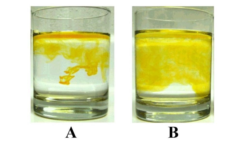 Franklin added a solid yellow dye tablet to each of these beakers one beaker (A) contained-example-1