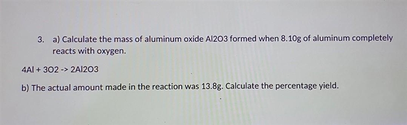 See photo! Calculating mass and percentage yields. ​-example-1