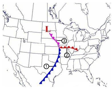 Study the map. Then use the drawing tool to create a model of how the two air masses-example-1