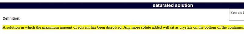 What does it mean for a solution to be saturated? A. The solute will not dissolve-example-1