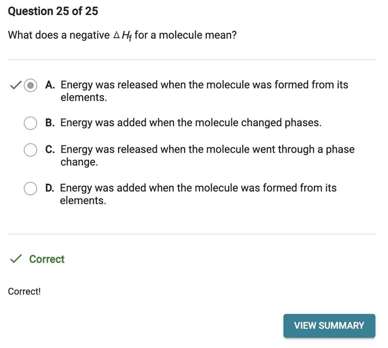 What does a negative A Hf for a molecule mean?​-example-1