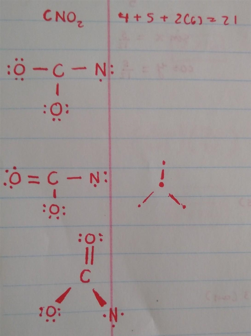 Given: CNO2 a) Draw the Lewis structures (Do not forget to show the calculation of-example-1