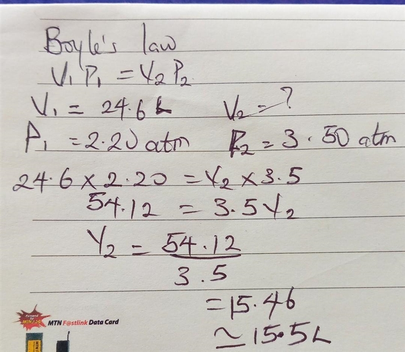 7. A sample of helium gas occupies a volume of 24.6 L at 2.20 atm. What would its-example-1