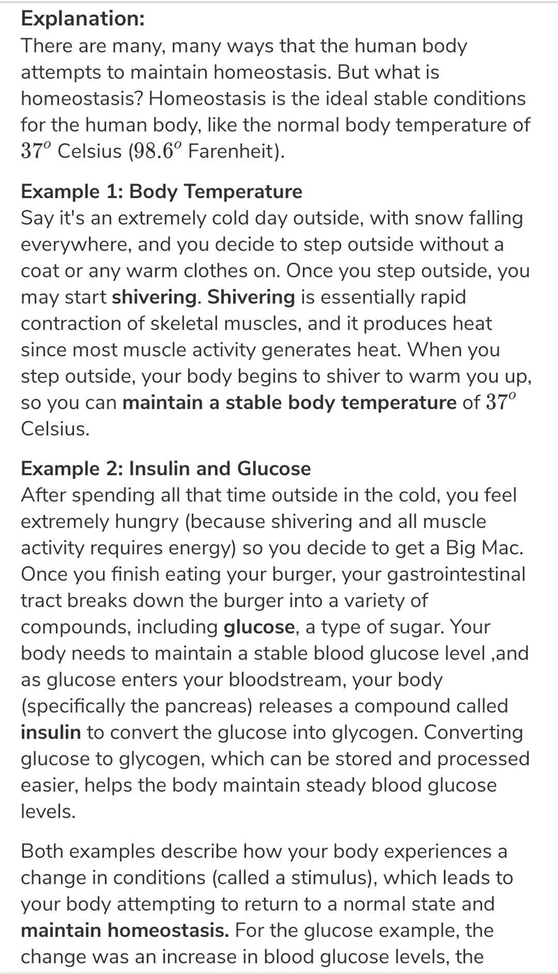 Which of the following body responses help maintain homeostasis by decreasing body-example-1