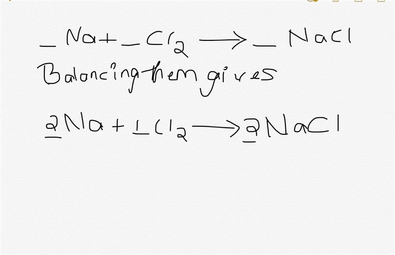 ____Na + ____Cl2 ---> ____NaCl-example-1