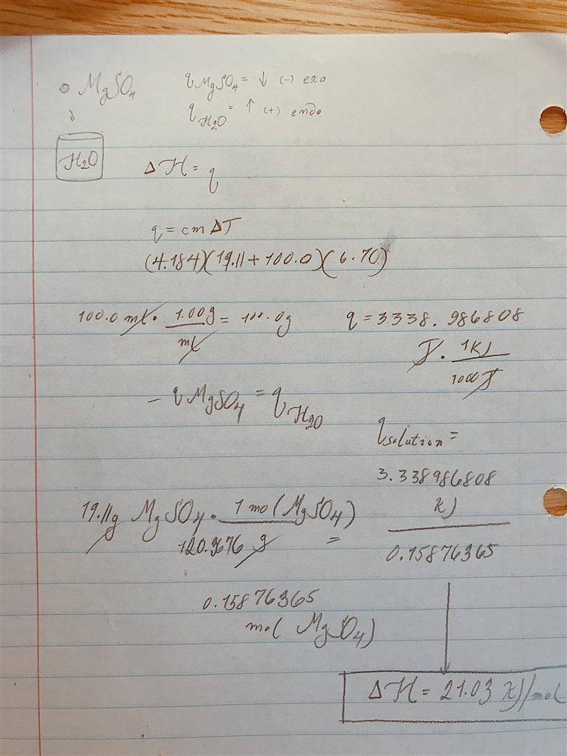 TIMED HELP ASAP 19.11 g of MgSO₄ is placed into 100.0 mL of water. The water's temperature-example-1