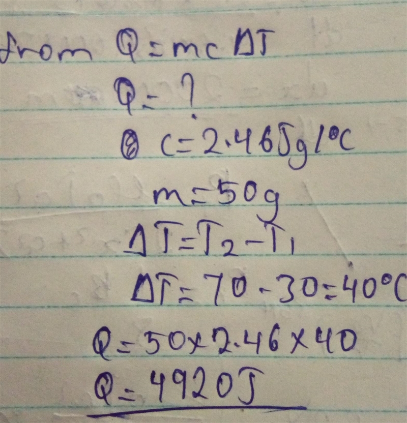 Ethanol has a heat capacity of 2.46 Jig 'c. If 50 g of ethanol has a temperature of-example-1