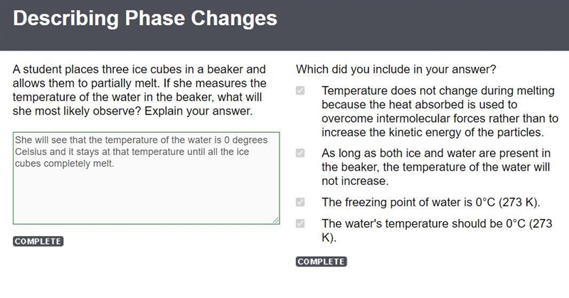 A student places three ice cubes in a beaker and allows them to partially melt. If-example-1