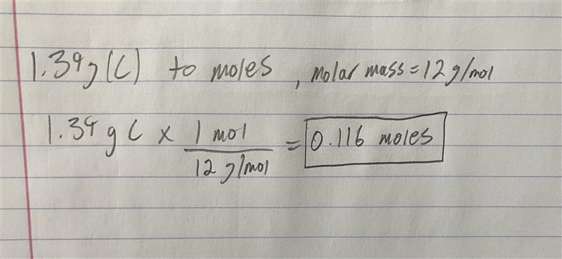 How many moles are present in 1.39 grams of carbon?-example-1