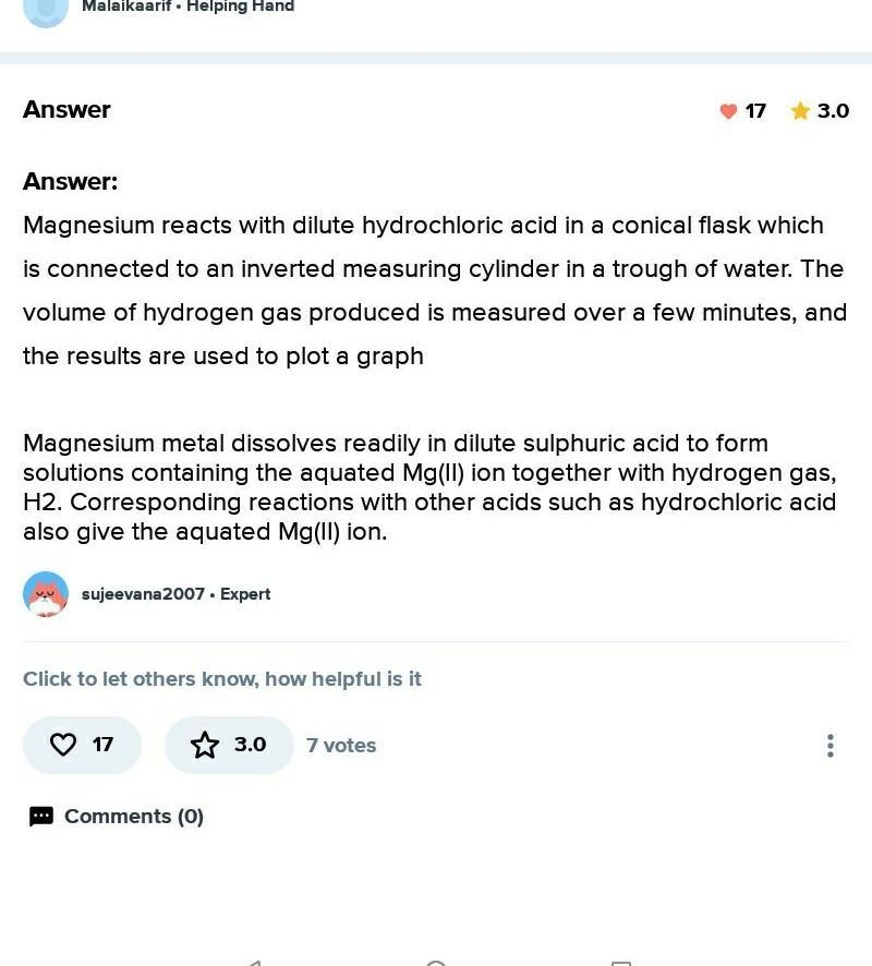 When magnesium ribbon is placed in sulfuric acid, a chemical reaction takes place-example-1