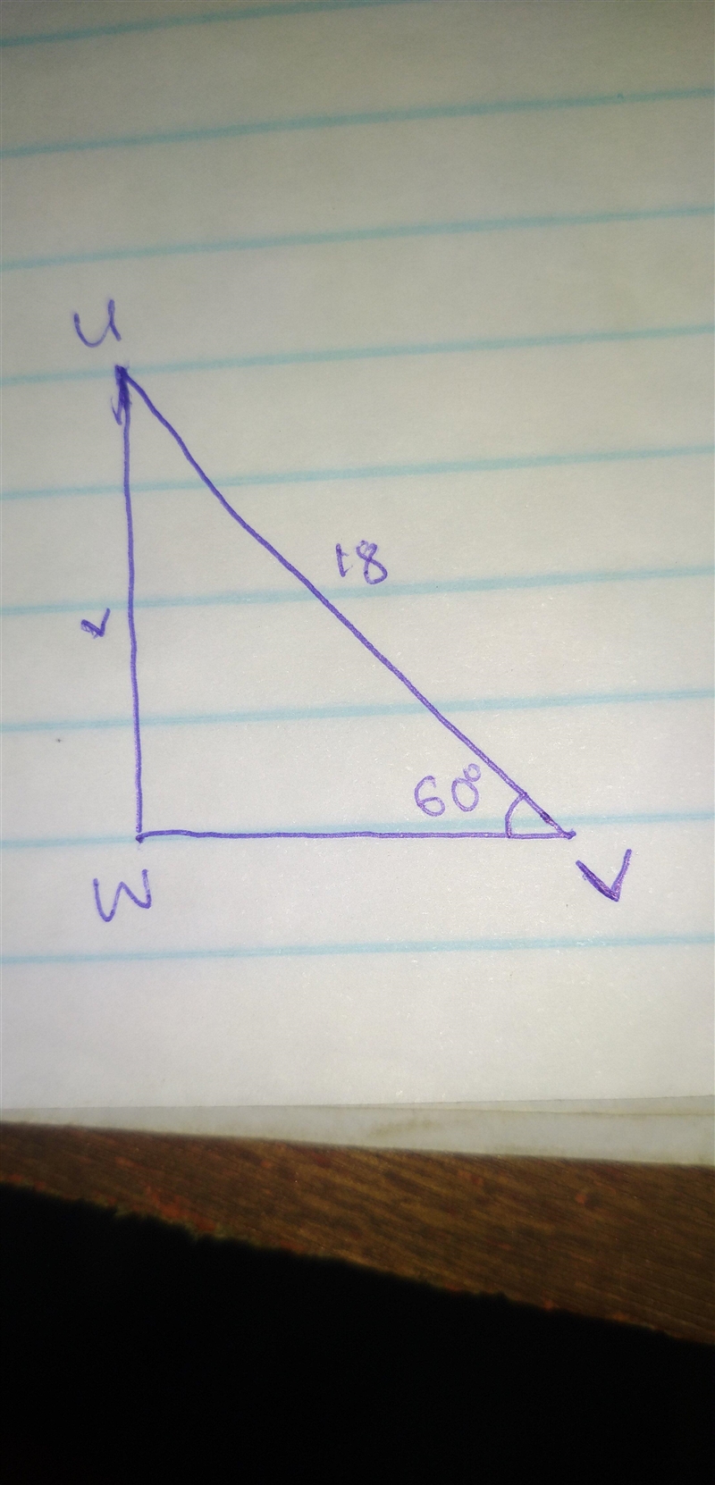 In the right triangle shown, m\angle V = 60\degreem∠V=60°m, angle, V, equals, 60, degree-example-1