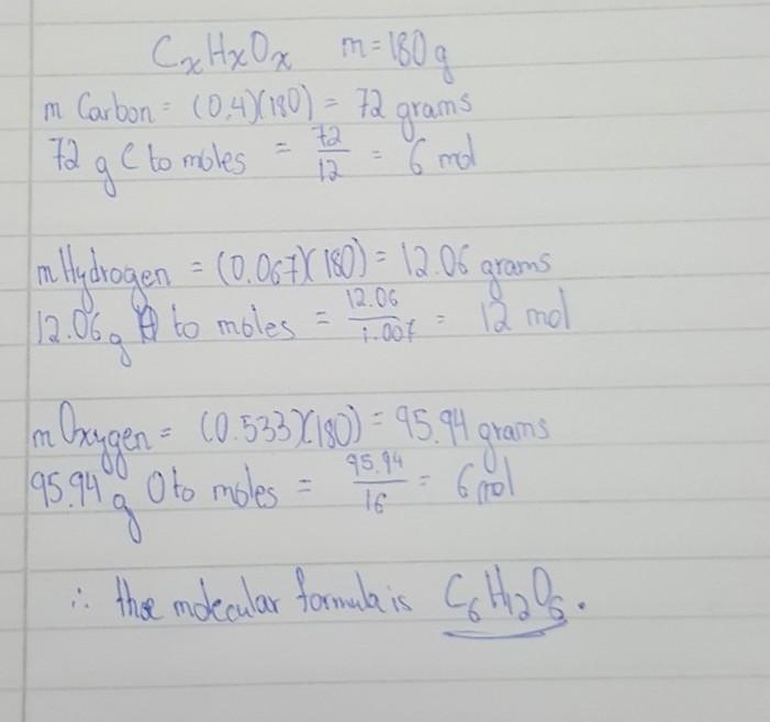 The chemical analysis of a compound gave the percentage composition by mass: Carbon-example-1