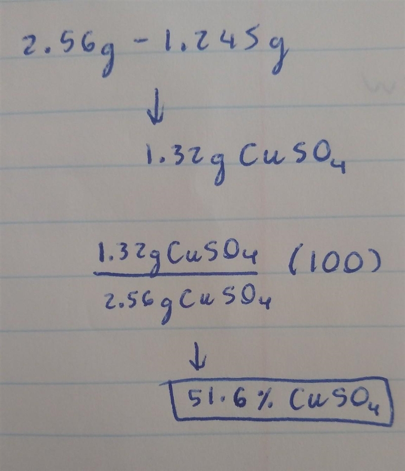 2.56g of impure copper(ii) sulphate sample was dissolved in water and precipitated-example-1