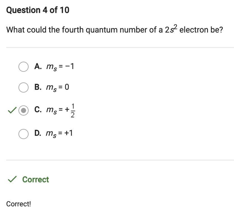 PLEASE HELP!! 10 POINTS! what could the fourth quantum number of a 2s^2 electron be-example-1