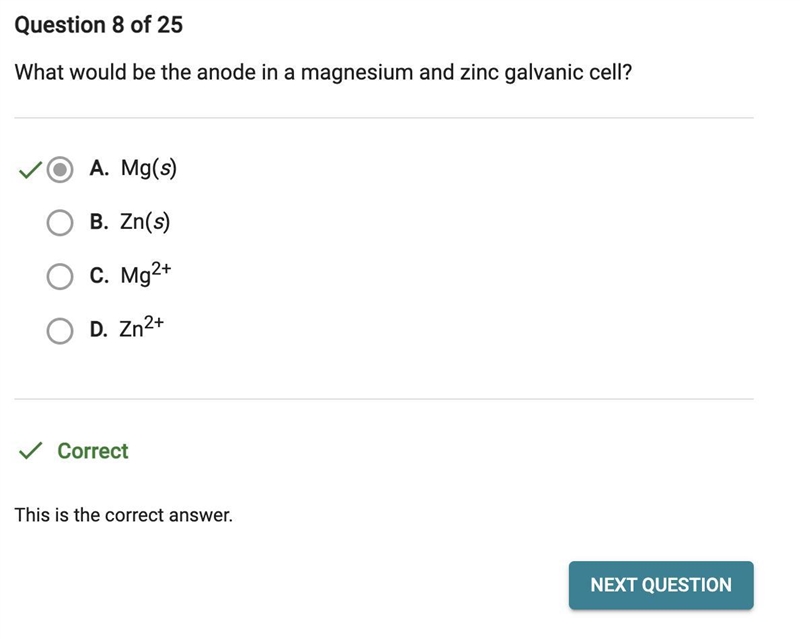 What would be the anode a magnesium and zinc galvanic cell?-example-1