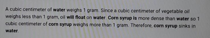 Why does water float on corn syrup-example-1