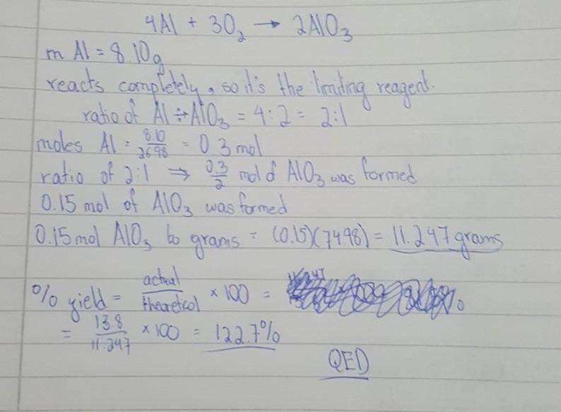 See photo! Calculating mass and percentage yields. ​-example-1