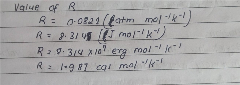 Which value of gas constant (R)use and when ? in ideal gas equation. ​-example-1