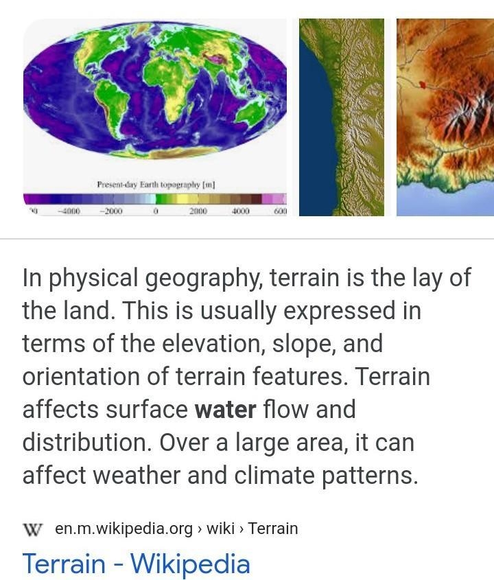 WHAT IS THE TERRAIN OF THE EARTH?-example-1