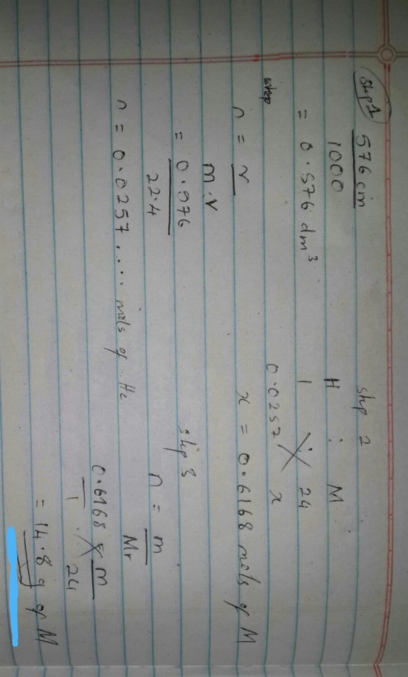 An excess of a divalent metal M was dissolved in a limited volume of hydrocloric acid-example-1