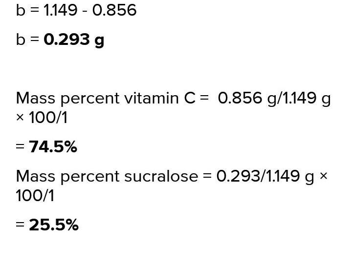 A 1.044 g sample contains only vitamin C (C6H8O6) and sucralose (C12H19Cl3O8). When-example-4