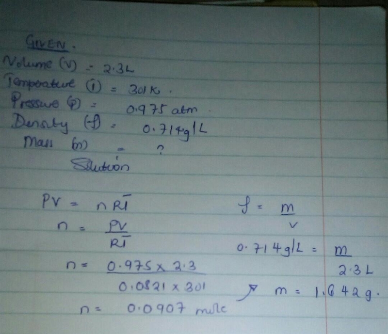 A sample of methane gas has a volume of 2.3 L when its temperature is 301 K and its-example-1