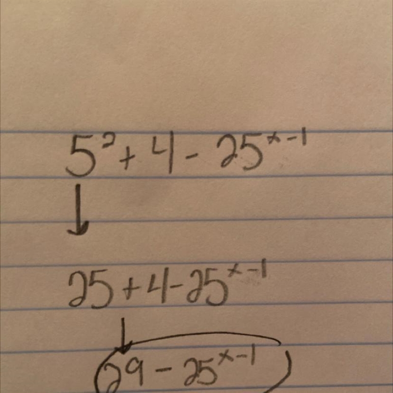 Solve for x 5 to the power 2 x + 4 - 25 to the power x - 1 is equals to ​-example-1