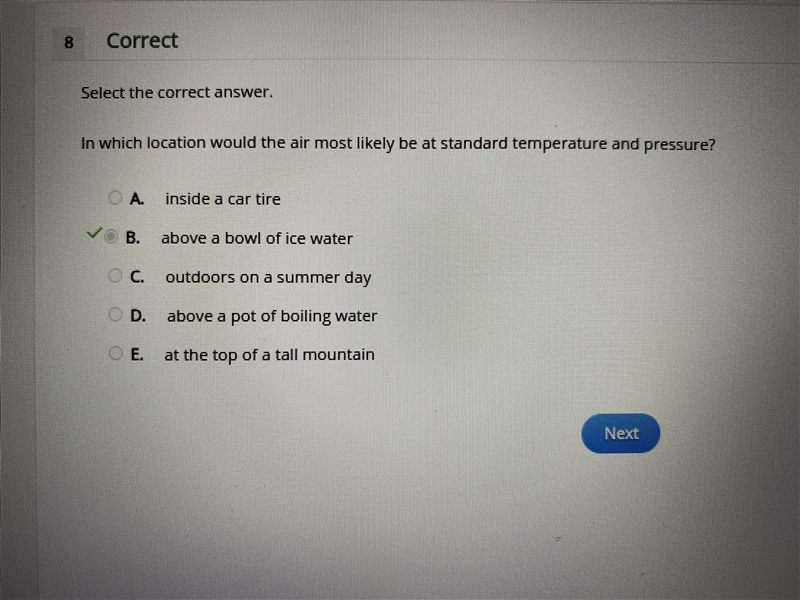 In which location would the air most likely be at standard temperature and pressure-example-1