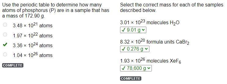 Select the correct mass for each of the samples described below. 3.01 × 1023 molecules-example-1