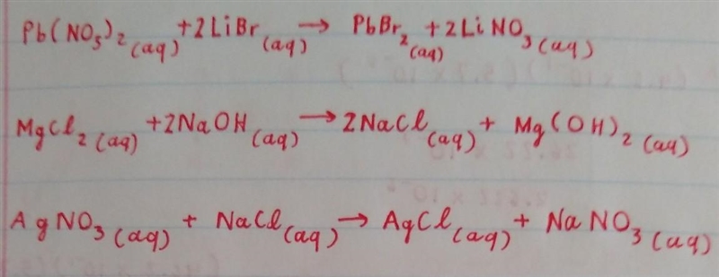 Hey, can someone help me solve these precipitation reactions? thanks-example-1