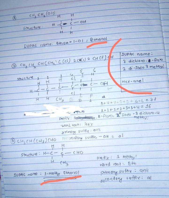 Draw the following structures and name them : I. CH3CH2(OH) II.CH3CH2CH(CH3)C(Cl)2C-example-1