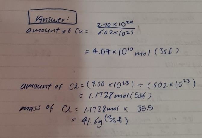 Please help!!! Need answer fast. Determine the mass of 7.06 × 10^23 atoms Cl. Answer-example-1