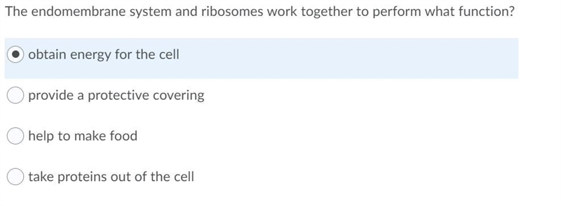 The endomembrane system and ribosomes work together to perform what function? Question-example-1