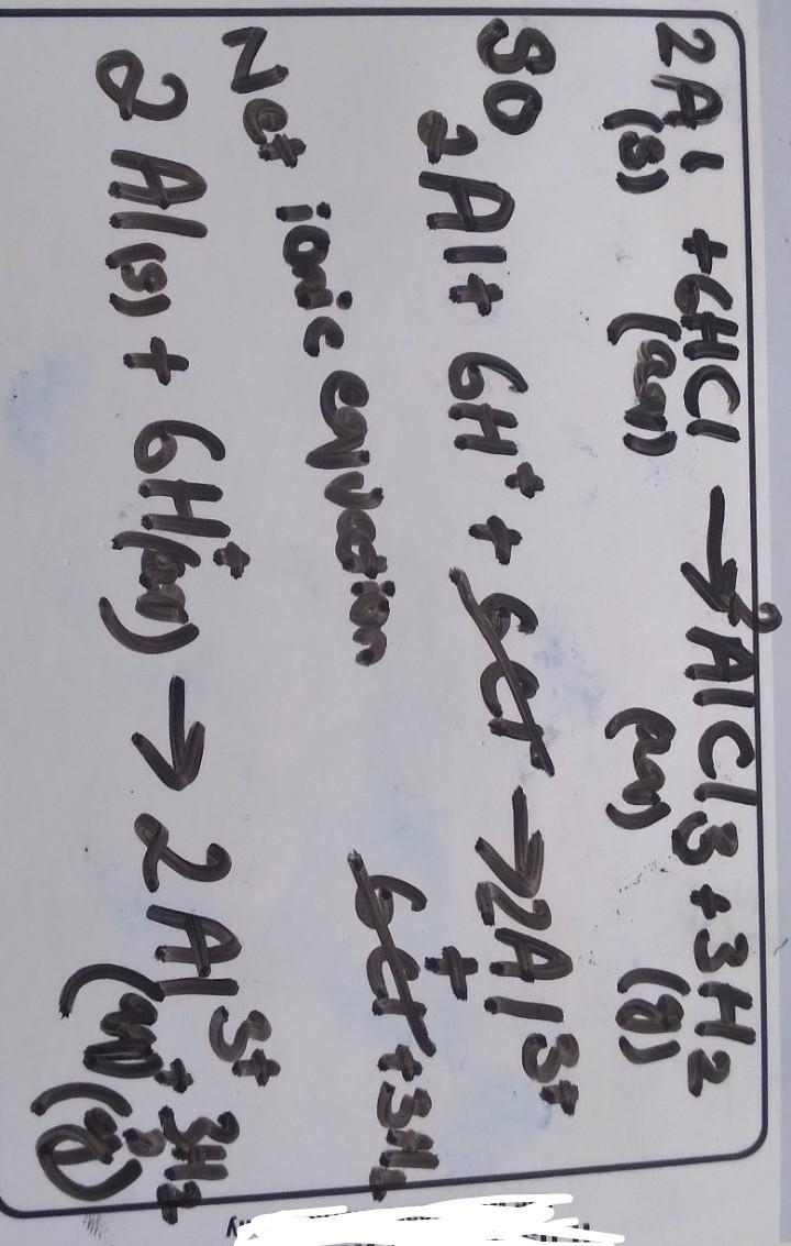 What is the net ionic equation for the following reactant? Al (s) + HCl (aq) --&gt-example-1