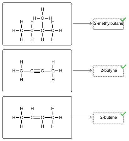 Match The hydrocarbon names and structural formulas￼￼-example-1