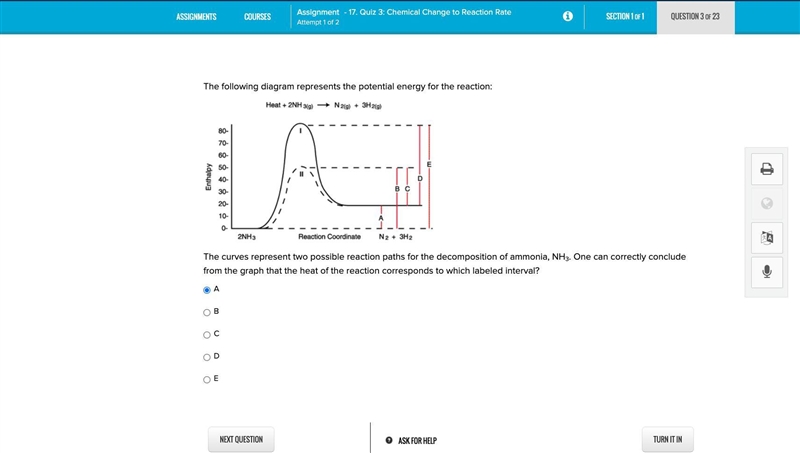 The following diagram represents the potential energy for the reaction: The curves-example-1