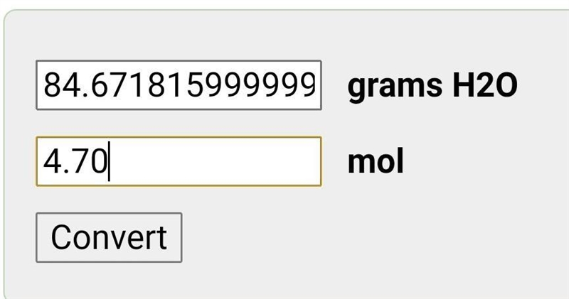 What is the mass of 4.7 moles of H2O-example-1