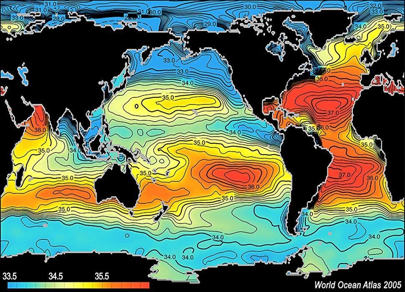 In which or areas on the image dose salinity of the ocean increases A.1 B.2 C.3 D-example-1