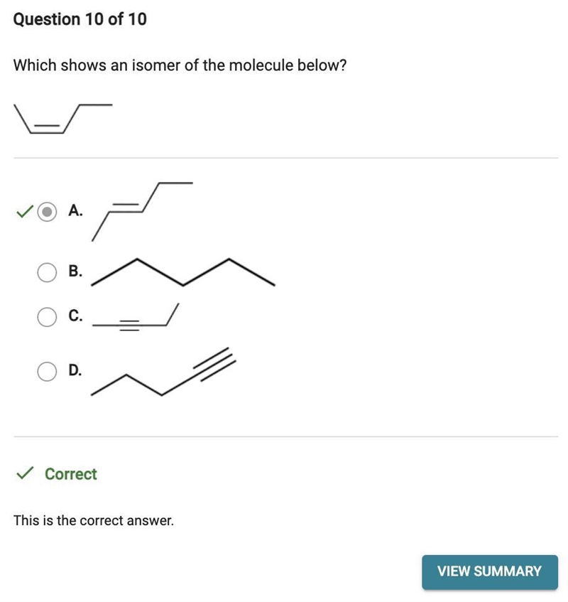 Which shows an isomer of the molecule below?-example-1